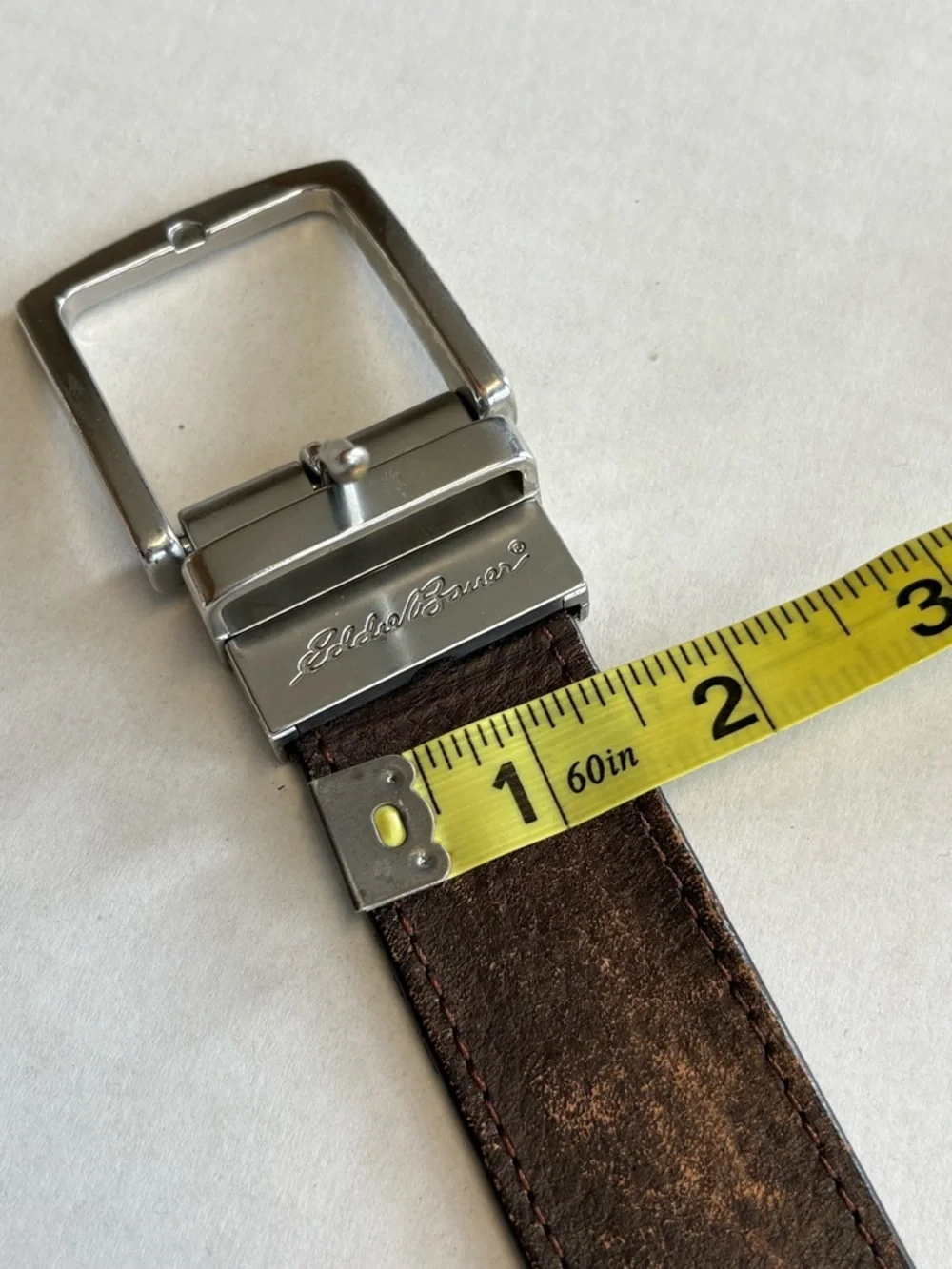 Eddie Bauer Reversible Leather Belt Brown Black Silver Buckle